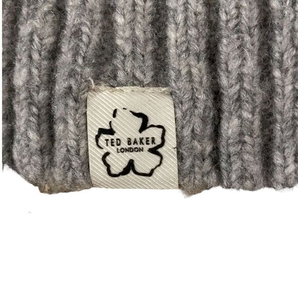 Ted Baker - Grey Wool Pompom Beanie - Picture 2 of 4